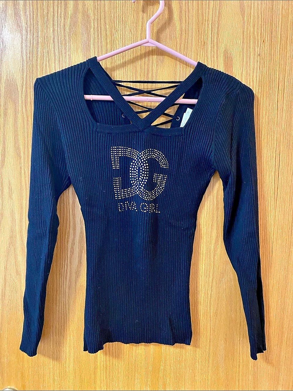 For Me Jeans Rhinestone DG Diva Girl Long Sleeve Top Rhinestone Long Sleeve Top